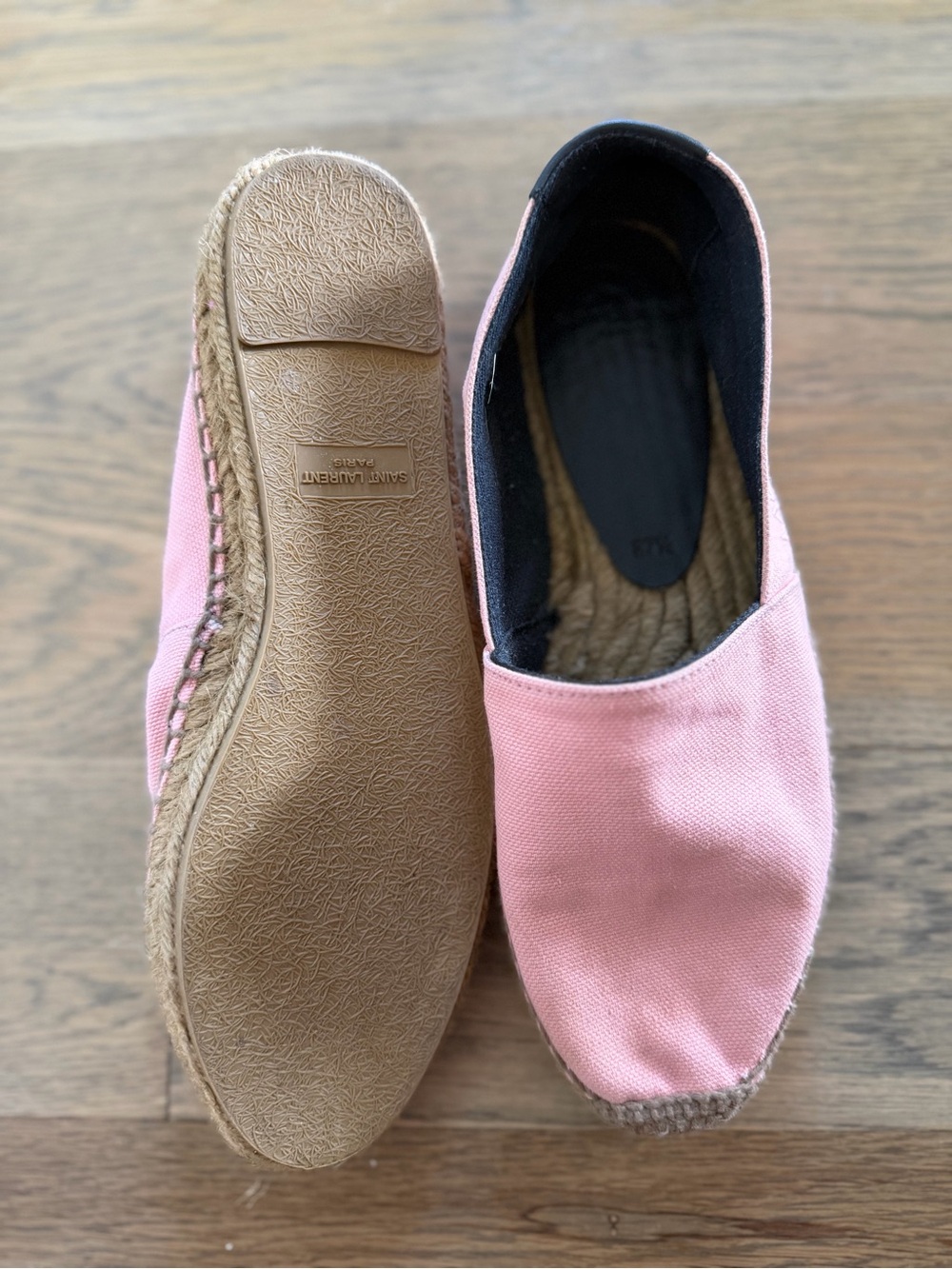 Saint Laurent Pink Canvas Espadrille Flats